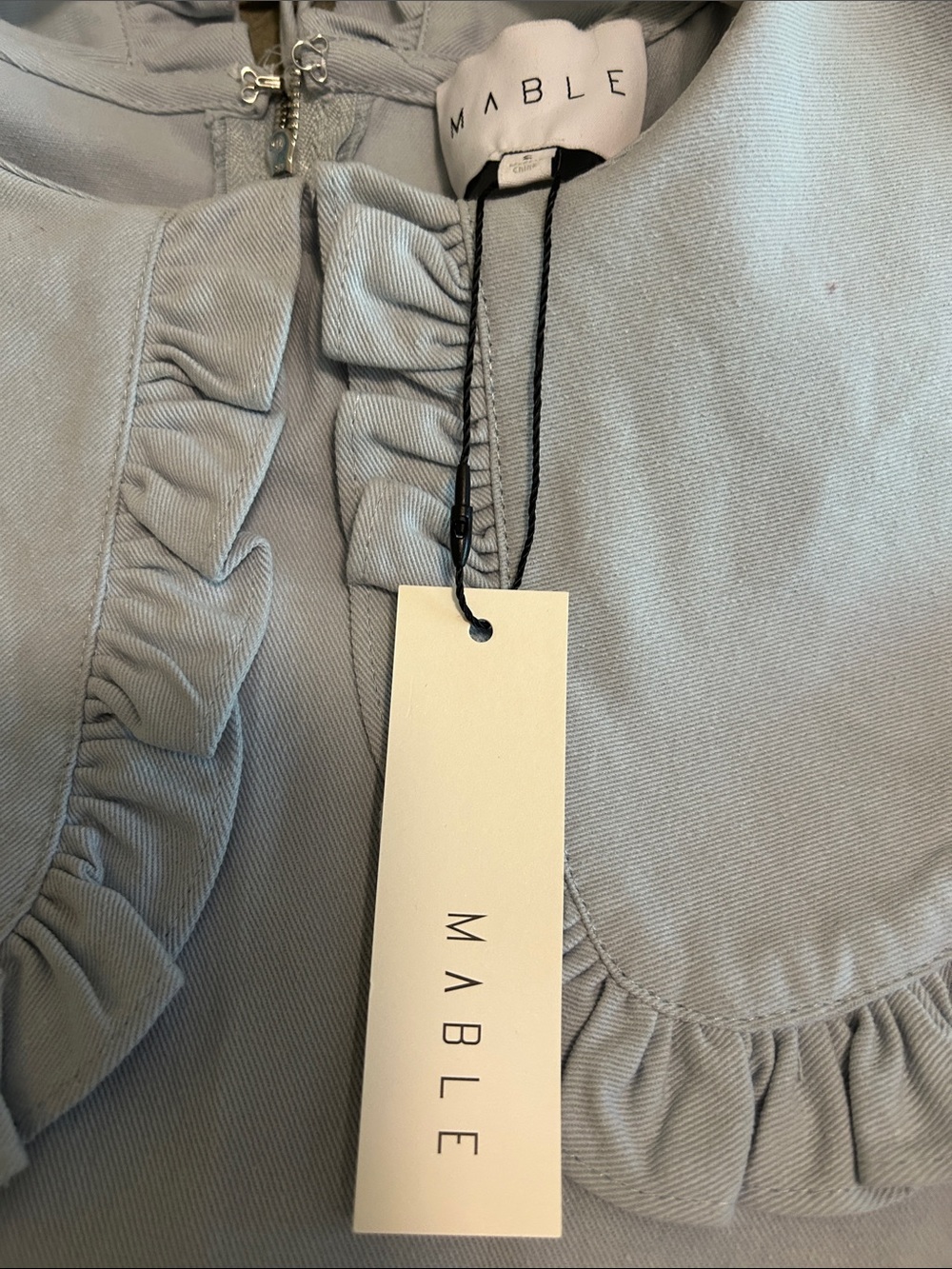 Wanderling Light Blue Mini Dress with Ruffled Peter Pan Collar - Picture 10 of 10